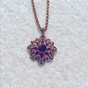 Vintage RJ Graziano Gold Sunburst Stone Necklace